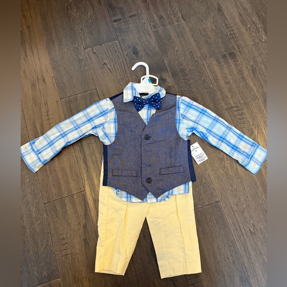 Nautica Blue Plaid Shirt and Navy Vest Set